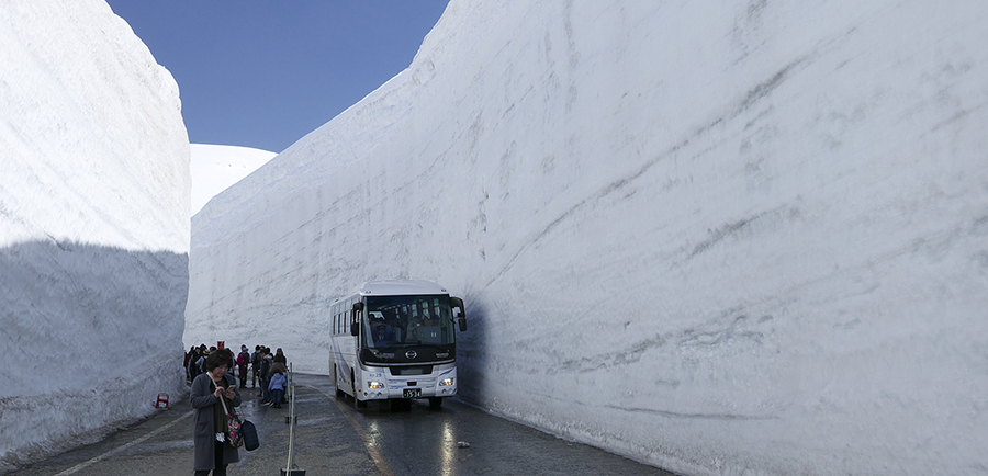 Una de las rutas más imponentes de Japón: un cañón flanqueado por muros de nieve de 20 m. de altura